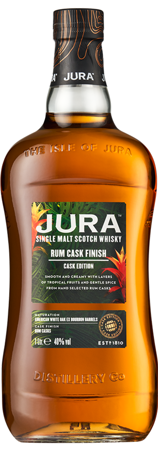 Large Jura Rum Cask Finish Bottle Frontlabel 1Litre Uk Transparent Bkground No Reflection Close Up Resize 1